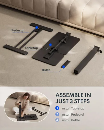 Vista 7 de FLEXISPOT Mesa auxiliar en forma de C de altura ajustable con parte superior inclinable de un solo lado, mesa auxiliar móvil para sofá y mesita
