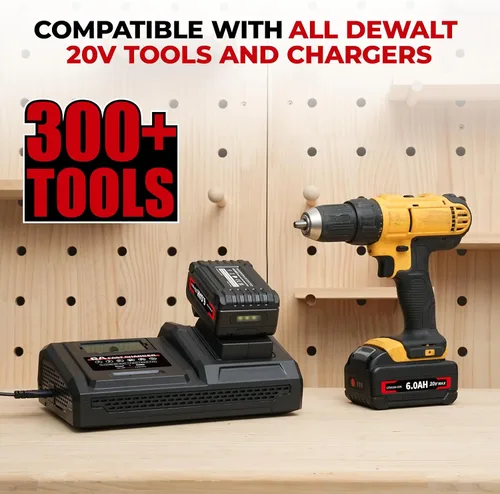 Vista 6 de Batería de iones de litio de repuesto DCB200 de 6.0Ah, compatible con herramientas Dewalt 20V Max, construida con celdas de batería coreanas