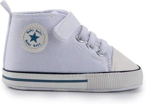 Vista 4 de KIDSUN zapatos deportivos altos hasta el tobillo para bebés, niños y niñas con suela antideslizante, suaves, para recién nacidos, zapatos