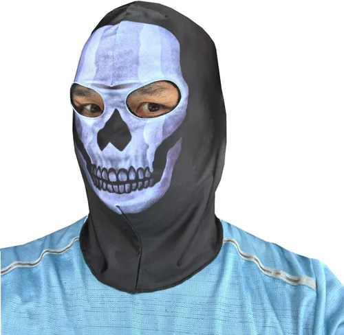 Vista 6 de Pasamontañas de tela con capucha de calavera fantasma, máscara de invierno Cyberpunk