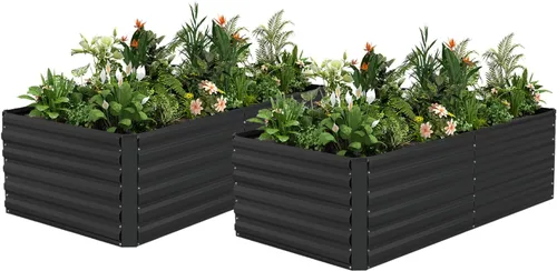 Vista 21 de NAVINE Cama de jardín elevada de 8 x 4 x 2 pies, macetas elevadas de metal grande, macetas para plantas al aire libre para verduras, flores