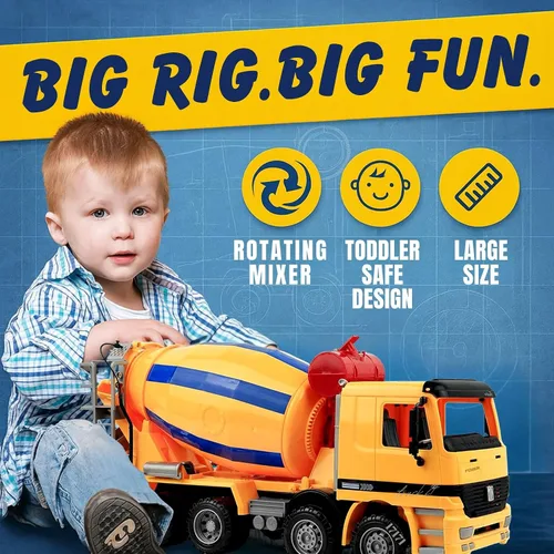 Vista 7 de Liberty Imports Camión de construcción de gran tamaño de 15 pulgadas para niños, vehículos a escala 1:22 con piezas móviles realistas