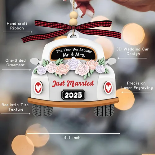 Vista 2 de Regalos de boda para parejas 2025 - Adorno colgante de madera para novia y novio, Sr. y Sra. - Decoración de boda, regalo para recién casados