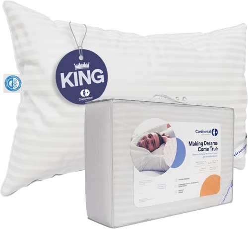 Vista 21 de Continental Bedding Almohada de Plumón de Ganso Serenity Plumón Blanco Húngaro 700 Fill Power Funda de Algodón Damasco 400TC Fabricado