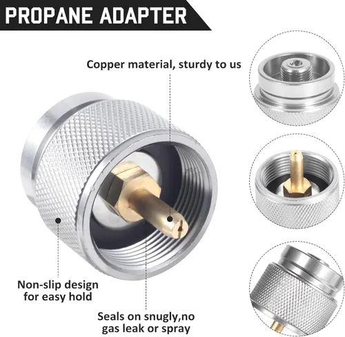 Vista 4 de Adaptadores de propano/isobutano/butano/recarga de 3 piezas para estufa de camping Propane To Butane Adapter Conversion, Butane Fuel Canister