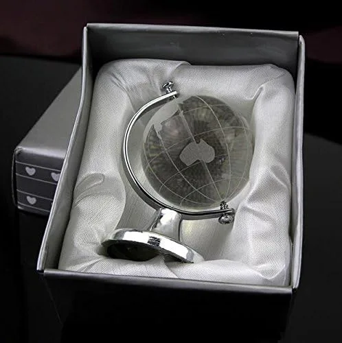 Vista 5 de 2.756x1.772 in Mini Globo Mundial de Cristal Cristal Pisapapeles Claro Escritorio Oficina Decoración del Hogar Recuerdo de Boda Artesanías Adornos