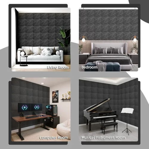 Vista 6 de Art3dwallpanels Paquete de 12 Paneles Acústicos de 12" X 12" Paneles de Pared Insonorizantes Autoadhesivos Amortiguadores de Sonido, Decoración