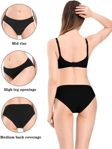 Vista 3 de POKARLA Calzones de bikini de corte alto para mujer, ropa interior de algodón elástico suave, ropa interior hipster, paquete de 6