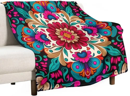 Vista 39 de Manta decorativa de flores beige, blanco crema, blanco, azul, gris, flores anchas, manta suave de 30 x 40 pulgadas, manta de franela para sofá