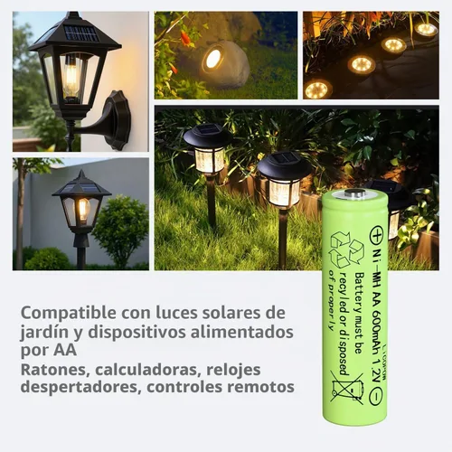 Vista 4 de Batería solar Ni-MH AA 1.2V AA baterías solares para luces solares al aire libre (12PCS)