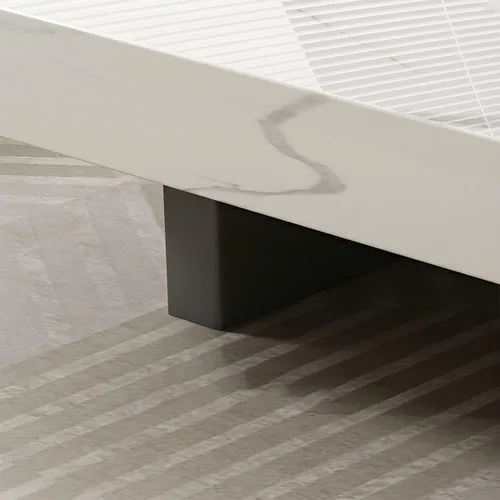 Vista 7 de LAKIQ Mesa central rectangular para sala de estar, mesa de centro moderna con parte superior de piedra con bandeja negra pequeña