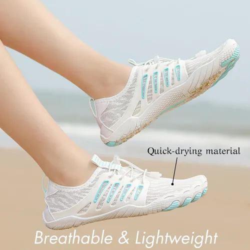 Vista 4 de HiGropcore Zapatos de agua para hombres y mujeres, calzado de senderismo descalzo, puntera ancha, zapatos de playa, zapatos de natación