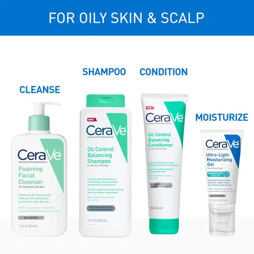 Vista 10 de CeraVe Acondicionador Equilibrante de Control de Grasa, Acondicionador para el Cabello con Ceramidas y Ácido Hialurónico, Elimina la Grasa y Deja