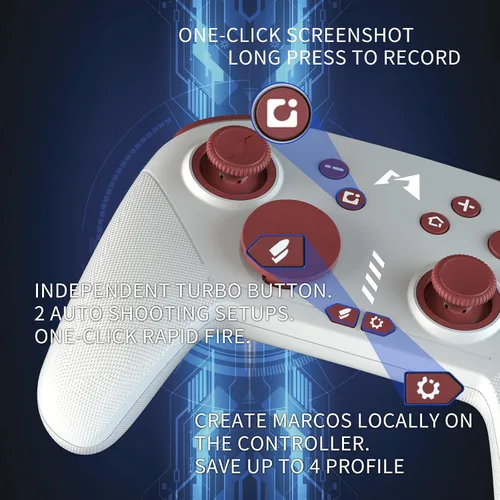 Vista 4 de Gamepad Controller, Compatible with SwitchSteamMobile Phone Multi-Platform Adaptation,for with HD Vibration Mode, Bluetooth Wired Adjustment Mode