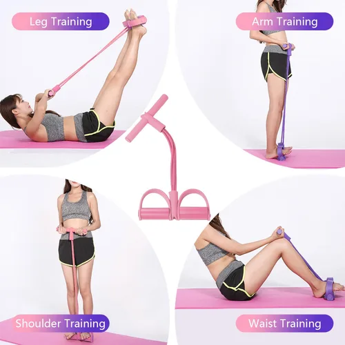 Vista 5 de 21 Bandas de Resistencia para Fitness - 4 Tubo Pedal Tira de Tobillo, Bandas Elásticas Mejoradas para Ejercicio de Abdominales, Cuerda de Tensión