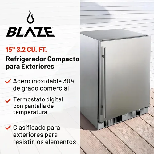 Vista 2 de Blaze Refrigerador compacto clasificado para exteriores de 24 pulgadas Refrigerador de acero inoxidable de 5.5 pies cúbicos con iluminación LED