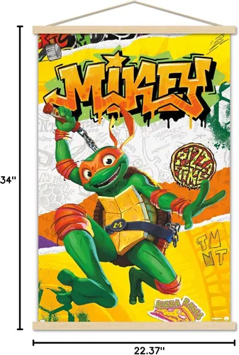 Vista 7 de Trends International Teenage Mutant Ninja Turtles: Mutant Mayhem - Póster de pared de Miguel Ángel, 22.37 x 34.00 pulgadas, paquete de impresión