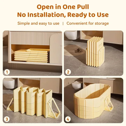 Vista 8 de Bañera Plegable Portátil, Bañera Independiente Sin Instalación, Bañera de SPA para Baño de Remojo, Cabina de Ducha Plegable Baño Caliente y Frío