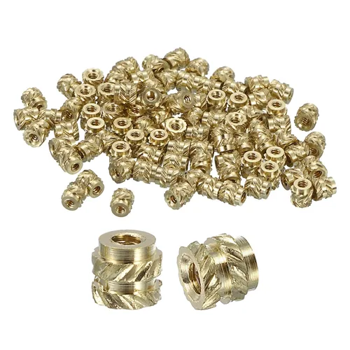 Vista 24 de uxcell Tuercas de inserción moleteadas, 100 piezas M1 x 1.5mm L x 2mm DE 3D Impresión de latón Tuercas de inserción roscadas hembras Insertos
