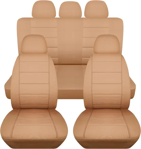 Vista 16 de Totally Covers Fundas de asiento de coche sólidas con 5 fundas (2 delanteras + 3 traseras) para reposacabezas: color negro, ajuste