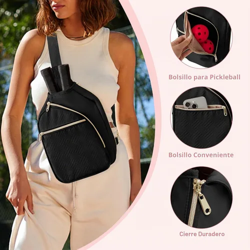 Vista 4 de Bolsa de pickleball para mujer, bolsa de paleta de pickleball con correa