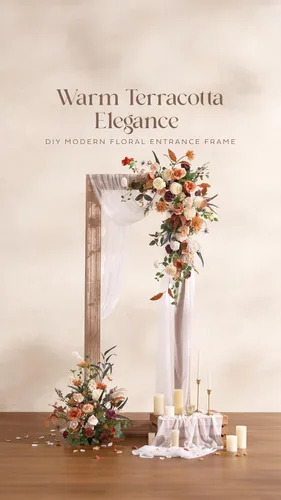 Vista 5 de Ling's moment Combo de flores artificiales de boda, caja de vegetación falsa para ramos de bricolaje, centros de mesa, decoración de espuma de rosa