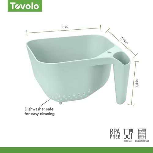 Vista 5 de Tovolo Elements - Colador cuadrado con asa para pasta, frutas, bayas, verduras, fácil de limpiar, sin BPA, resistente al calor, colador de plástico