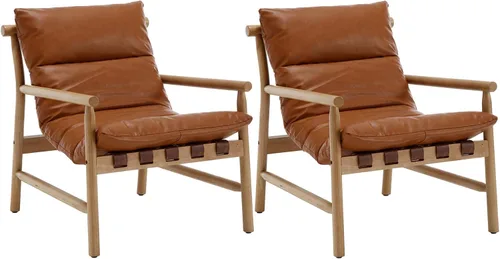 Vista 11 de Kmax Silla decorativa moderna tapizada de piel sintética, cómoda silla de descanso con marco de madera maciza para dormitorio, sala de lectura Negro