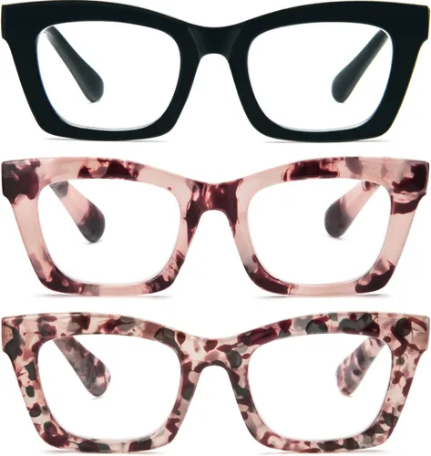 Vista 8 de Gafas de lectura para mujer, bloqueo de luz azul, elegantes y de gran tamaño, bisagra de resorte