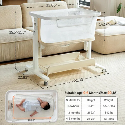 Vista 5 de VaVaSoo Cuna eléctrica para bebé, cama de malla con balanceo automático de 3 velocidades, 8 sonidos relajantes, control remoto, cuna de bebé