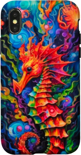 Vista 5 de Funda para iPhone 14 Plus Seahorse Coastal Colorful Ocean Life Art Aquarium Lover Case