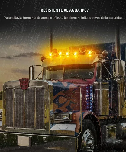 Vista 3 de Partsam 5 luces LED de repuesto para techo de 17 luces LED de repuesto para Kenworth Peterbilt Freightliner Mack de camiones resistentes