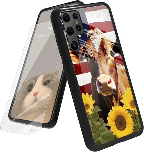 Vista 117 de Funda para Samsung Galaxy A12 5G con protector de pantalla, parte trasera de vidrio templado + TPU de silicona suave que absorbe los golpes