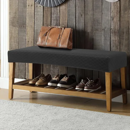 Vista 5 de YISUN Fundas de banco impermeables para comedor, funda de banco de jacquard elástica, antipolvo, extraíble, lavable, protector de asiento de silla