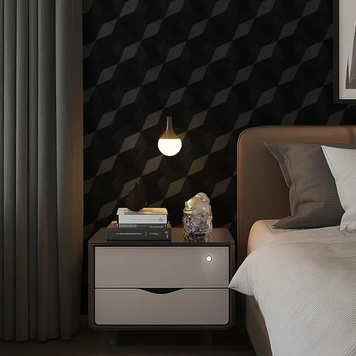 Vista 2 de Papel tapiz 3D para despegar y pegar, papel tapiz negro, papel adhesivo de vinilo de 15.7 x 118 pulgadas y papel de pared extraíble, papel tapiz