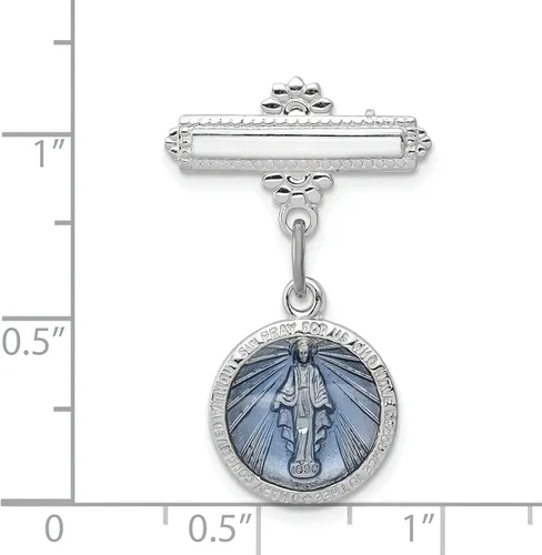Vista 2 de Medalla milagrosa esmaltada azul de plata esterlina, Plata esterlina