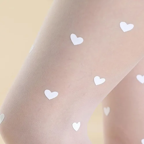 Vista 5 de Dnuri Medias con estampado de corazón para mujer, medias transparentes de cintura alta a la moda, finas y suaves