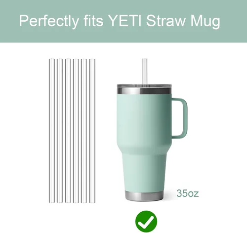 Vista 7 de Paquete de 6 pajitas para vaso YETI de 35 onzas, 9.45 pulgadas de largo