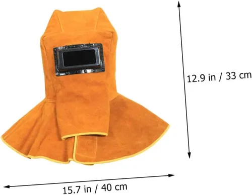 Vista 5 de jojofuny Máscara de soldadura de cuero, gorra de soldadura de cuero, visera de soldadura, sombrero de soldador, gorra de soldadura con cuello