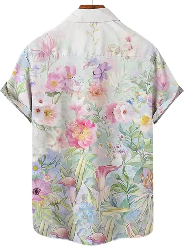 Vista 4 de Camisa hawaiana para hombre, camisas de vestir de manga corta para hombre, camisas de moda con botones para fiesta, camisas casuales con estampado