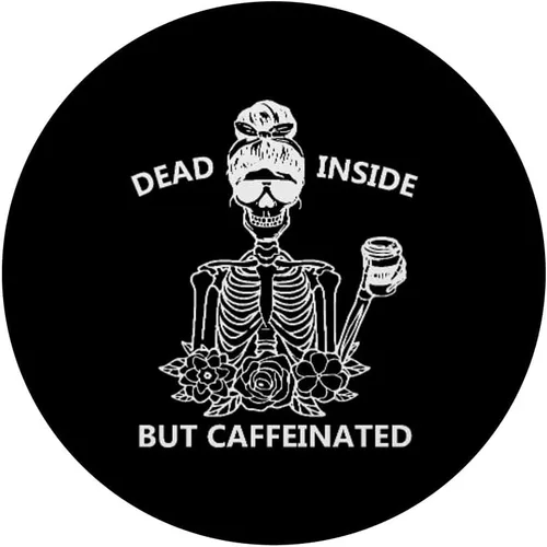 Vista 3 de Dead Inside But Cafeinated Skeleton Coffee Energy Drink PopSockets intercambiables PopGrip