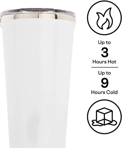 Vista 2 de Corkcicle Vaso térmico clásico – Vaso de acero inoxidable con tapa, triple aislamiento para bebidas calientes y frías, tapa inastillable, apto