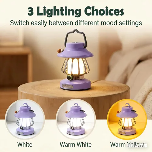 Vista 3 de Juego de luces de campamento para niños, linterna recargable y linterna frontal con sensor de movimiento con carga USB-C, luz nocturna regulable