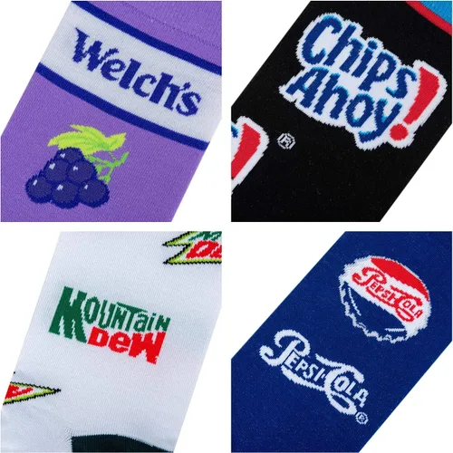 Vista 4 de Crazy Socks, Snack & Junk Food Themes, Fun Silly Novelty Crew, Large, Fun 8 Pack