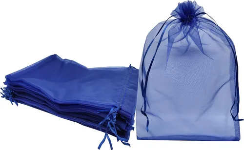 Vista 15 de Ankirol 100 bolsas de organza transparente de 8 x 12 bolsas grandes de organza con cordón (crema)