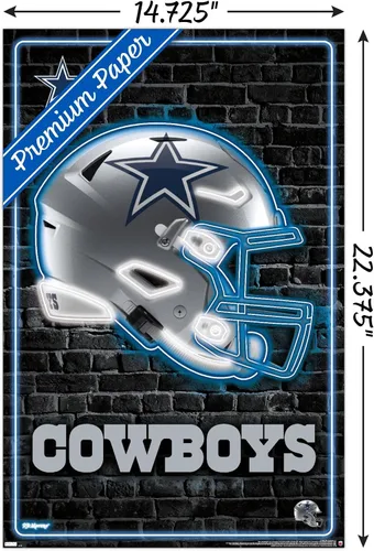 Vista 3 de Trends International NFL Dallas Cowboys - Póster de pared con casco neón 23, 14.72 x 22.37 pulgadas, paquete de póster y montaje de alta calidad