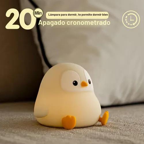 Vista 4 de ATSUI Luz Nocturna de Pingüino, Lámpara Nocturna de Animal Novelosa y Esponjosa LED, Silicona de Grado Alimentario, Atenuable en 2 Niveles, Luz