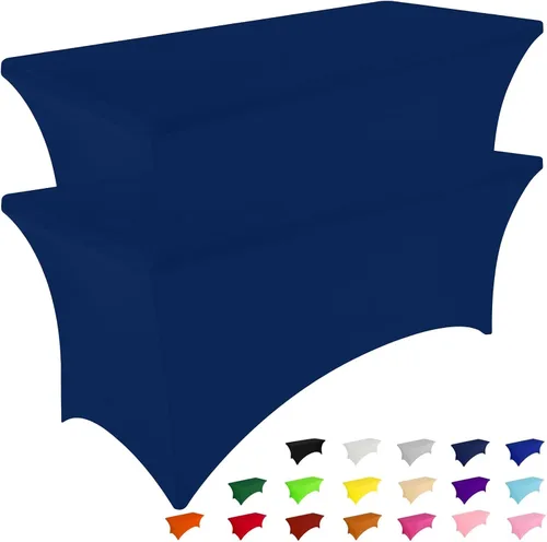 Vista 30 de Smiry Paquete de 2 Manteles de Spandex de 6 Pies, Manteles Elásticos Ajustables Extensibles, Lavables y Sin Arrugas, Cubierta Rectangular para Mesa
