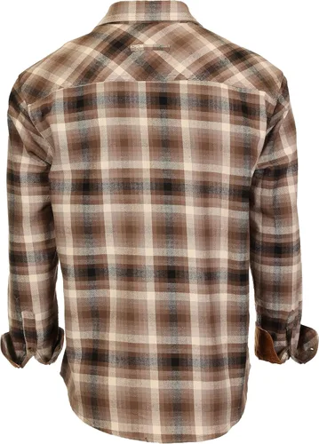 Vista 2 de Gioberti - Camisa a cuadros de franela cepillada de 100% algodón con contraste de pana para hombre