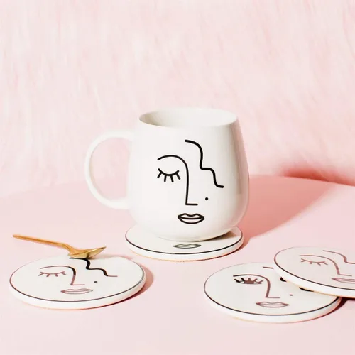 Vista 2 de Sass & Belle Taza abstracta de la cara - 13.5 fl oz